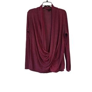 AB Studio Maroon Black Stripe Open Front Sz XL